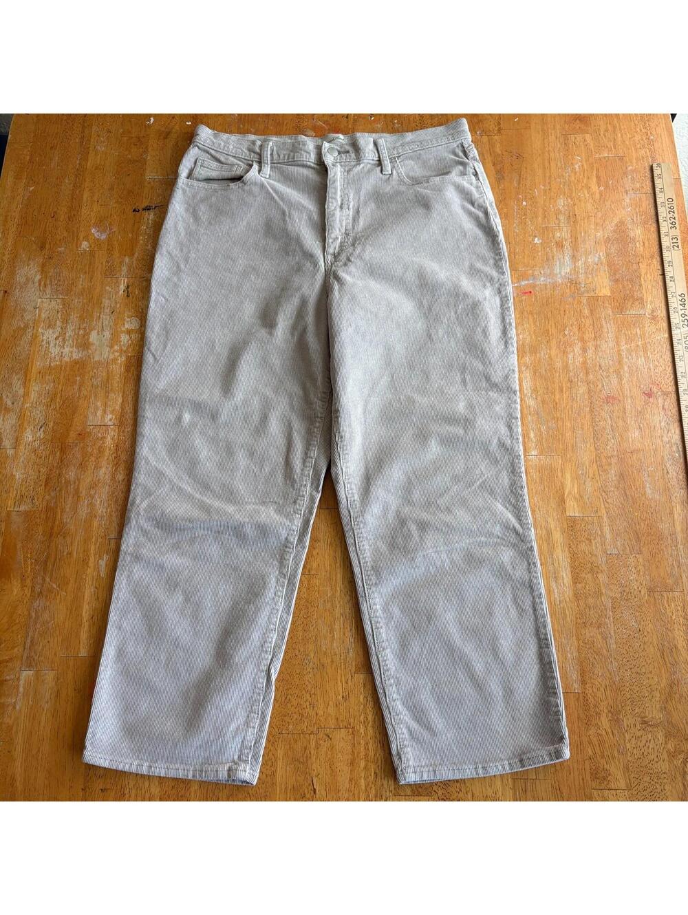 Corduroy Straight Pants Workwear Utility Neutral 14x32 Fits Like 34X24 Beige